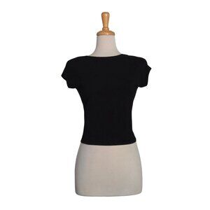 ForeFair Black Backless Short Sleeve Top Women's Size L